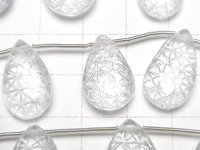 [Video]High Quality Crystal AAA Carved Faceted Pear Shape 1strand (5pcs)