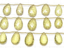 [Video]High Quality Lemon Quartz AAA Carved Pear shape 1strand (5pcs)