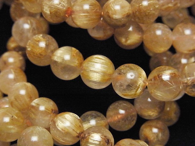 [Video] Rutilated Quartz AA++ Round 7mm Bracelet