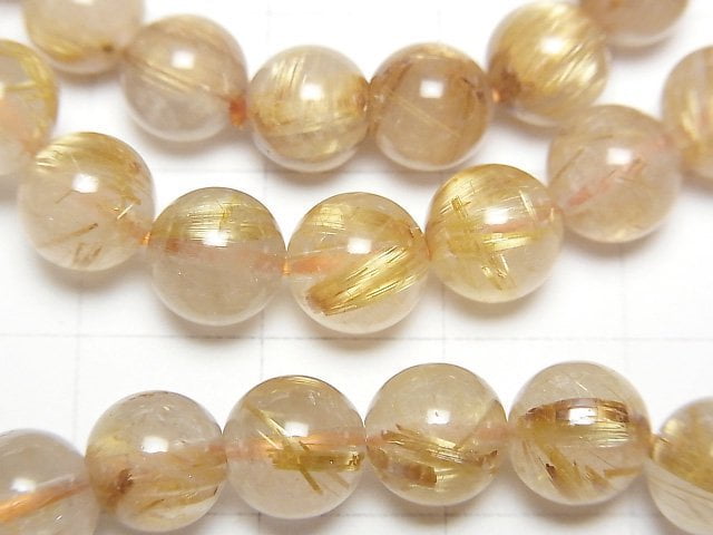 [Video] Rutilated Quartz AA++ Round 7mm Bracelet