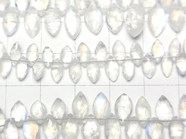 [Video]High Quality Rainbow Moonstone AAA- Faceted Marquise half or 1strand beads (aprx.6inch/14cm)