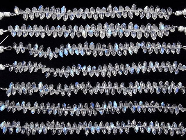 [Video]High Quality Rainbow Moonstone AAA- Faceted Marquise half or 1strand beads (aprx.6inch/14cm)