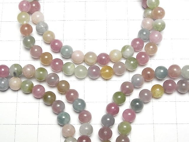 [Video] Multi color Tourmaline AA++ Round 6mm Bracelet