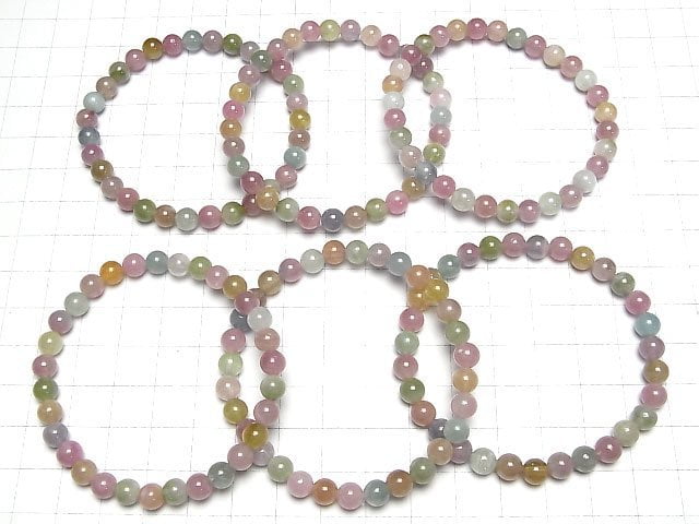 [Video] Multi color Tourmaline AA++ Round 6mm Bracelet