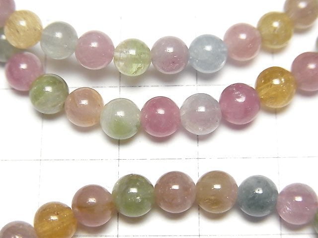 [Video] Multicolor Tourmaline AA++ Round 5mm Bracelet