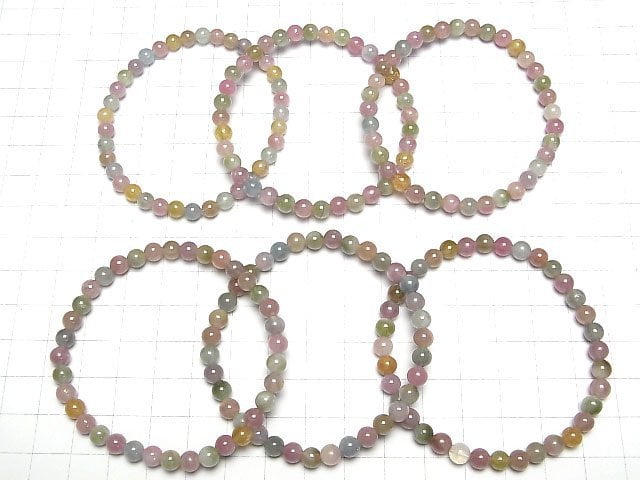 [Video] Multicolor Tourmaline AA++ Round 5mm Bracelet