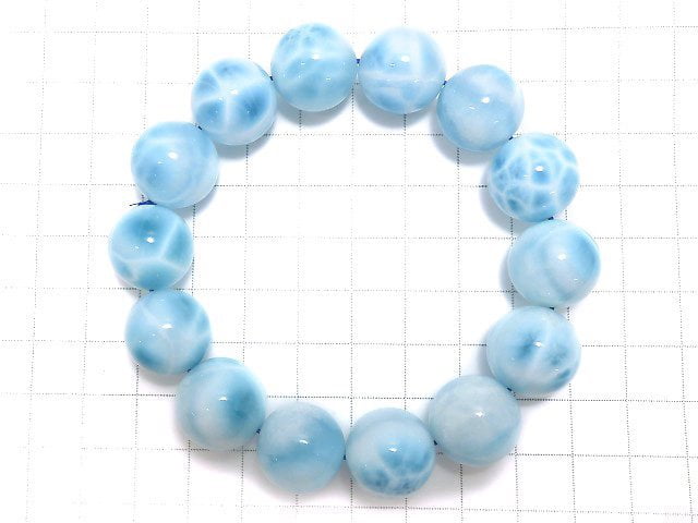 [Video][One of a kind] High Quality Larimar Pectolite AAA Round 16mm Bracelet NO.502