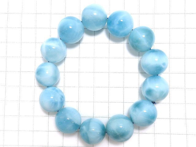 [Video][One of a kind] High Quality Larimar Pectolite AAA Round 17mm Bracelet NO.503