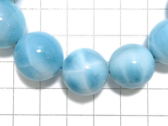 [Video][One of a kind] High Quality Larimar Pectolite AAA Round 17mm Bracelet NO.503