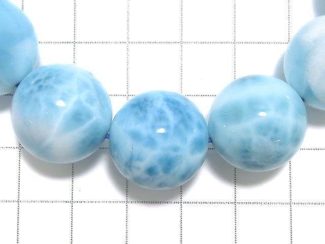 [Video][One of a kind] High Quality Larimar Pectolite AAA Round 17mm Bracelet NO.504