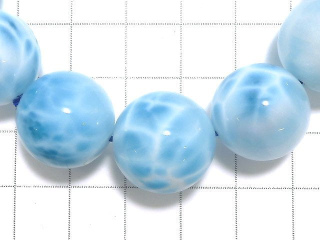 [Video][One of a kind] High Quality Larimar Pectolite AAA Round 17mm Bracelet NO.505