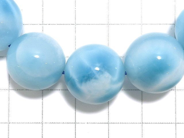 [Video][One of a kind] High Quality Larimar Pectolite AAA Round 17mm Bracelet NO.506