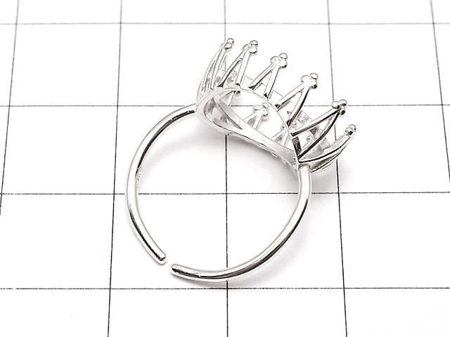 [Video] Silver925 Crown Ring Frame (Prong Setting) Horizontal Oval 14x10mm Rhodium Plated One Size Fits All 1pc