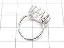 [Video]Silver925 Crown Ring Frame (Prong Setting) Horizontal Oval 14x10mm Rhodium Plated Free Size 1pc