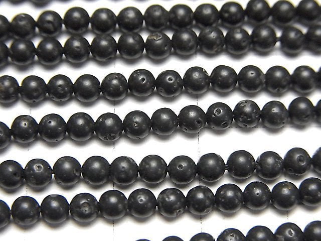 [Video] Black Lava Small Size Round 3mm 1strand beads (aprx.15inch/36cm)