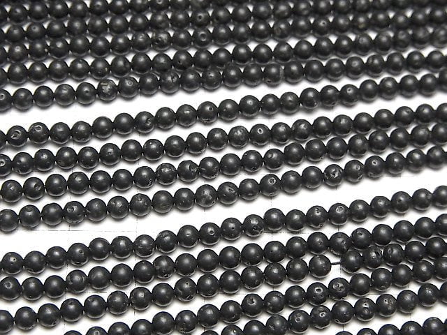 [Video] Black Lava Small Size Round 3mm 1strand beads (aprx.15inch/36cm)