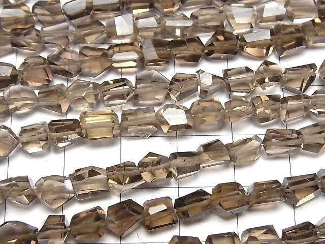 [Video]High Quality Smoky Quartz AAA- Faceted Nugget half or 1strand beads (aprx.7inch/18cm)