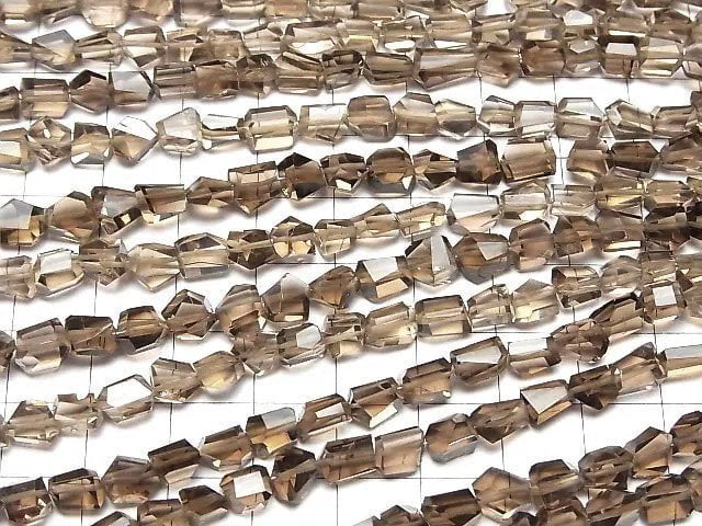 [Video]High Quality Smoky Quartz AAA- Faceted Nugget half or 1strand beads (aprx.7inch/18cm)