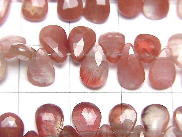[Video]High Quality Andesine AA++ Pear shape Faceted Briolette half or 1strand beads (aprx.7inch/18cm)