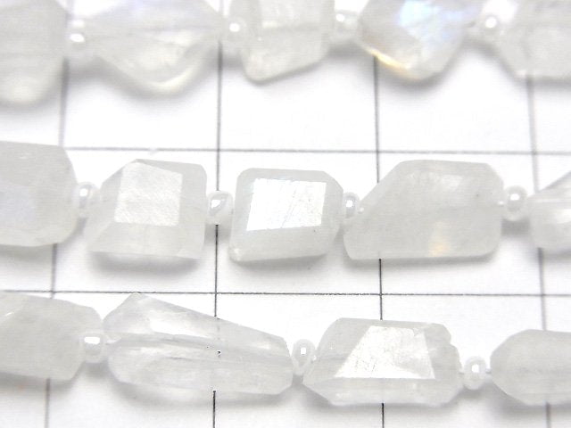 [Video]Rainbow Moonstone AA++ Faceted Nugget 1strand beads (aprx.12inch/30cm)