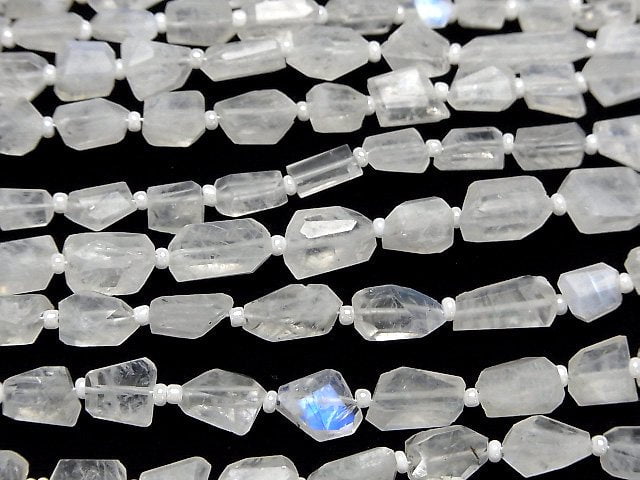 [Video]Rainbow Moonstone AA++ Faceted Nugget 1strand beads (aprx.12inch/30cm)