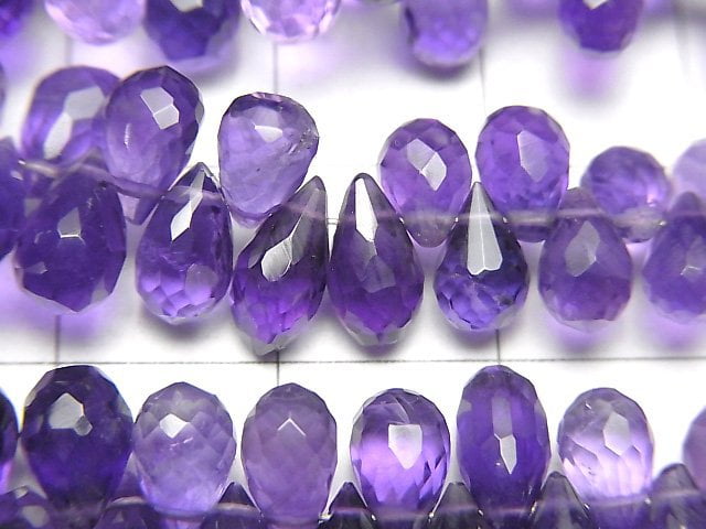 [Video]High Quality Amethyst AAA- Drop Faceted Briolette half or 1strand beads (aprx.7inch/18cm)