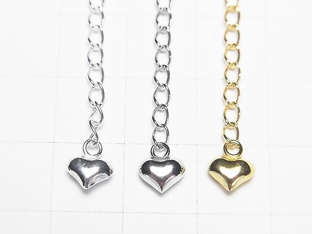 Silver 925 Adjuster Parts, Heart Shape [Pure Silver Finish][Rhodium Plated][18KGP] 2pcs