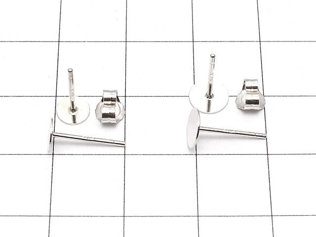 925純銀耳針耳環圓盤 [3mm][4mm][5mm][6mm][8mm] 鍍銠 1對