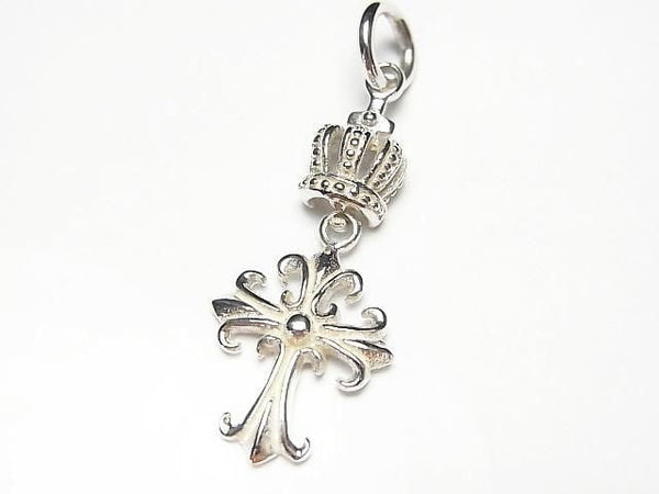 Silver925 Crown & Cross Charm 30x12x5mm No coating 1pc