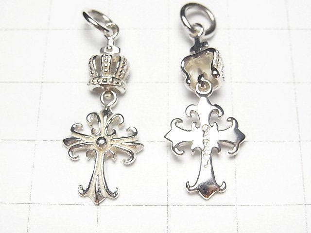 Silver925 Crown & Cross Charm 30x12x5mm No coating 1pc