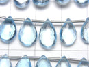 [Video] MicroCut High Quality Sky Blue Topaz AAA Pear shape Faceted Briolette half or 1strand (8pcs )