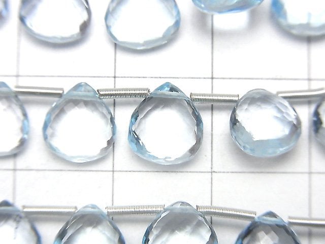 [Video] MicroCut High Quality Sky Blue Topaz AAA Chestnut Faceted Briolette half or 1strand (8pcs )