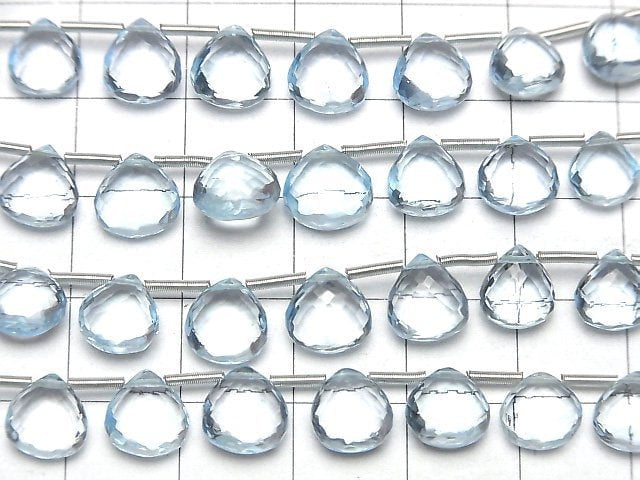 [Video] MicroCut High Quality Sky Blue Topaz AAA Chestnut Faceted Briolette half or 1strand (8pcs )