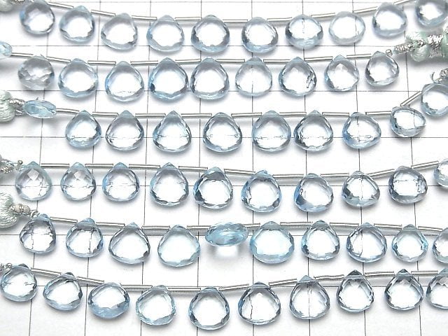 [Video] MicroCut High Quality Sky Blue Topaz AAA Chestnut Faceted Briolette half or 1strand (8pcs )