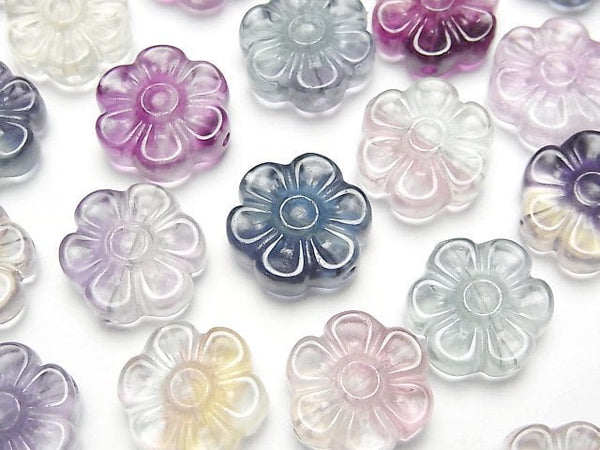 [Video] Multicolor Fluorite AAA- Flower Motif 14x13mm [Drilled Hole] 5pcs