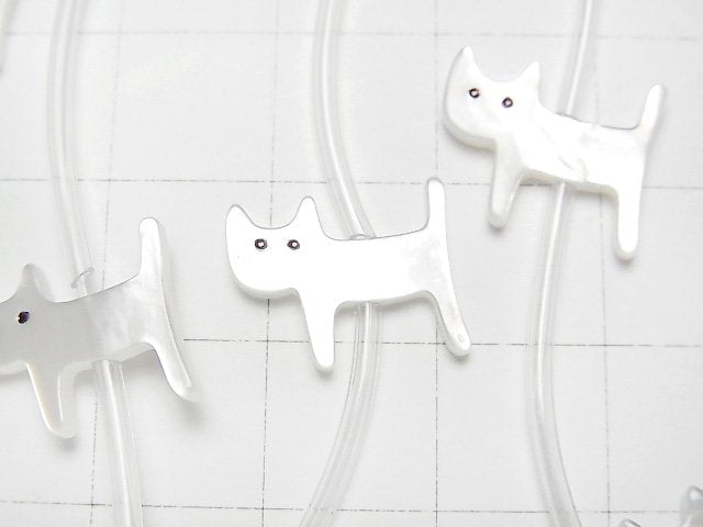 [Video] High Quality White Shell (Silver-lip Oyster)AAA Cat Shape half or 1strand (Approx 14pcs)