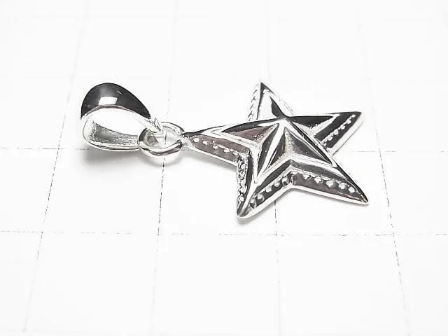 Silver 925 Star Pendant 22x18mm No Coating 1pc