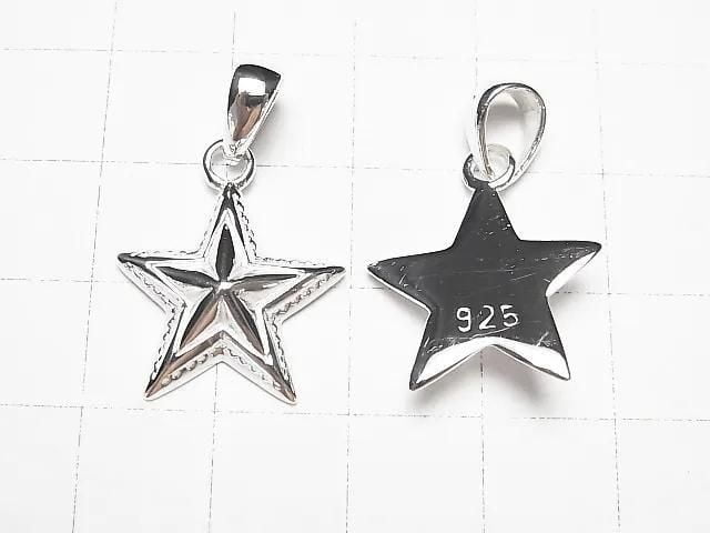 Silver 925 Star Pendant 22x18mm No Coating 1pc