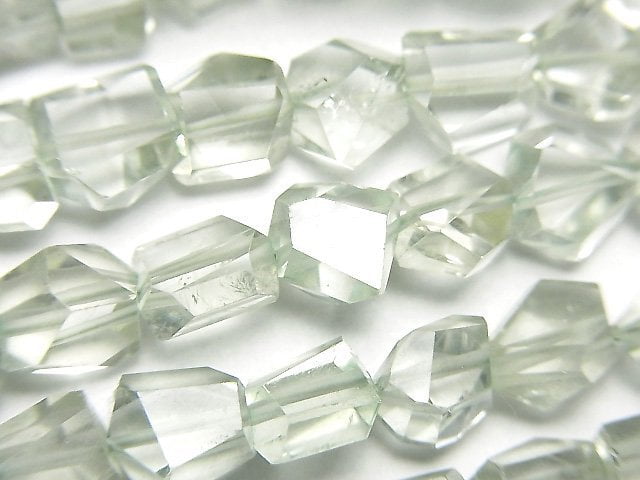 [Video]High Quality Green Amethyst AAA- Faceted Nugget half or 1strand beads (aprx.7inch/18cm)