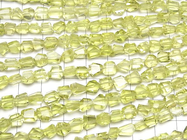 [Video]High Quality Lemon Quartz AAA- Faceted Nugget half or 1strand beads (aprx.7inch/18cm)