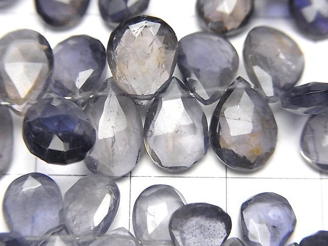 [Video]High Quality Iolite AA Pear shape Faceted Briolette 1strand beads (aprx.8inch/20cm)