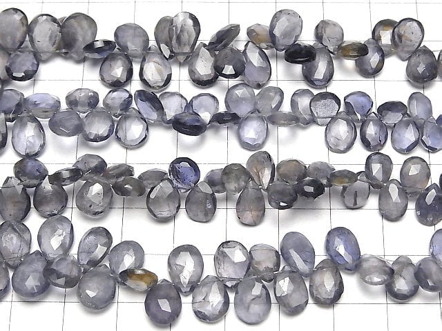 [Video]High Quality Iolite AA Pear shape Faceted Briolette 1strand beads (aprx.8inch/20cm)