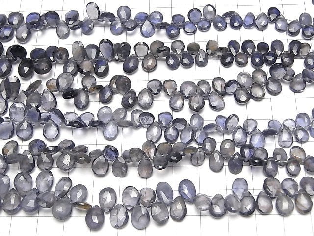 [Video]High Quality Iolite AA Pear shape Faceted Briolette 1strand beads (aprx.8inch/20cm)