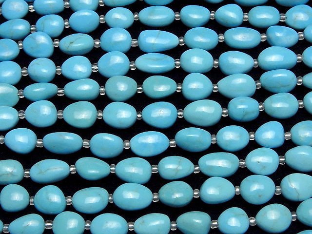 [Video] Kingman Turquoise AAA- Oval (Smooth) half or 1strand beads (aprx.17inch/42cm)