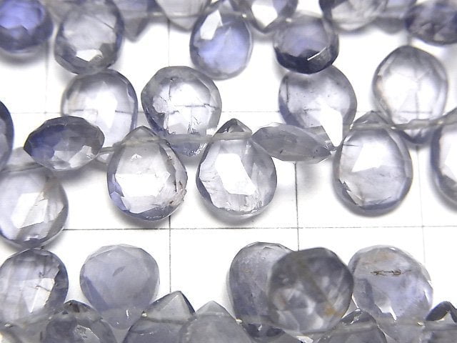 [Video]High Quality Iolite AA Pear shape Faceted Briolette 1strand beads (aprx.8inch/20cm)