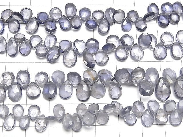 [Video]High Quality Iolite AA Pear shape Faceted Briolette 1strand beads (aprx.8inch/20cm)