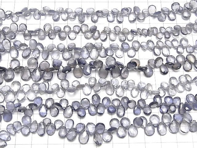 [Video]High Quality Iolite AA Pear shape Faceted Briolette 1strand beads (aprx.8inch/20cm)