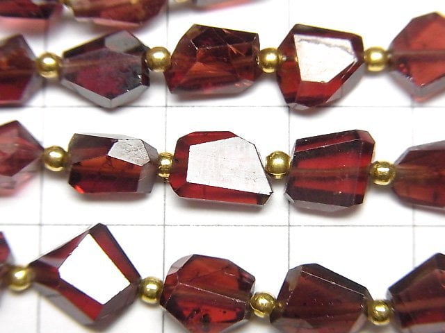 [Video]High Quality Mozambique Garnet AAA- Faceted Nugget 1strand beads (aprx.6inch/16cm)