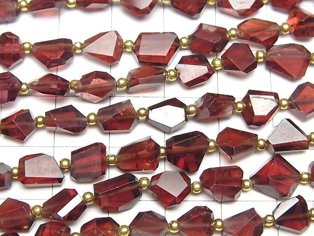 [Video]High Quality Mozambique Garnet AAA- Faceted Nugget 1strand beads (aprx.6inch/16cm)