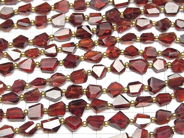 [Video]High Quality Mozambique Garnet AAA- Faceted Nugget 1strand beads (aprx.6inch/16cm)